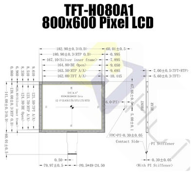 8.0 Inch 800x600 Modul LCD Menampilkan Pabrikan Monitor Industri